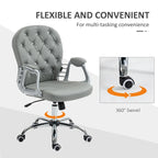 Chaise de bureau en similicuir avec dossier capitonné et roulettes pivotantes