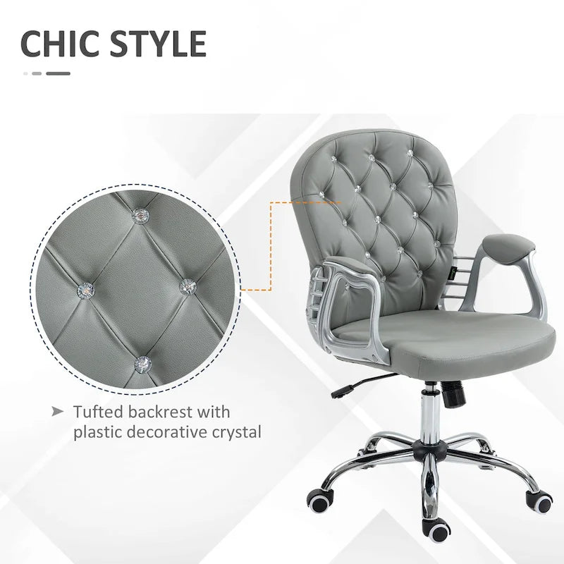 Chaise de bureau en similicuir avec dossier capitonné et roulettes pivotantes