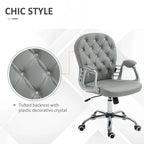 Chaise de bureau en similicuir avec dossier capitonné et roulettes pivotantes