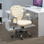 Chaise de bureau en similicuir avec dossier capitonné et roulettes pivotantes