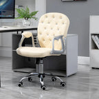Chaise de bureau en similicuir avec dossier capitonné et roulettes pivotantes