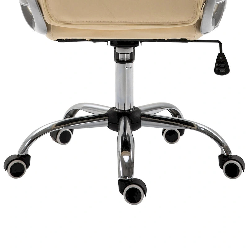 Chaise de bureau en similicuir avec dossier capitonné et roulettes pivotantes
