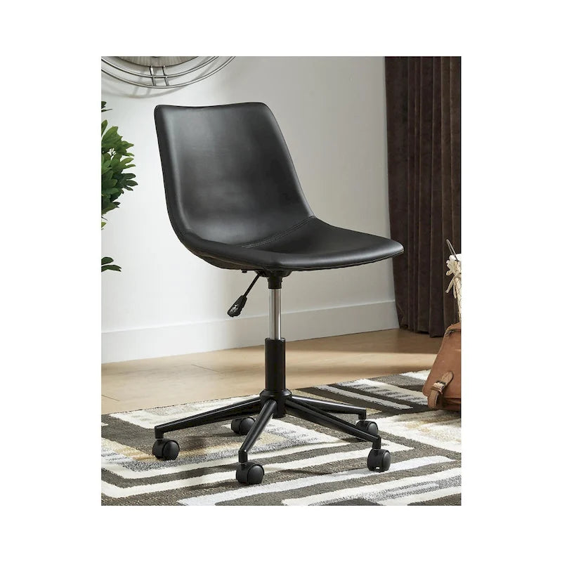 Chaise de bureau pivotante en similicuir noir avec hauteur réglable