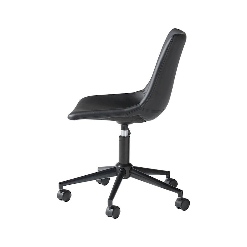 Chaise de bureau pivotante en similicuir noir avec hauteur réglable