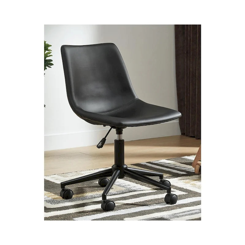 Chaise de bureau pivotante en similicuir noir avec hauteur réglable