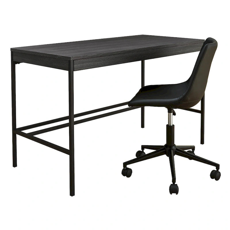 Chaise de bureau pivotante en similicuir noir avec hauteur réglable