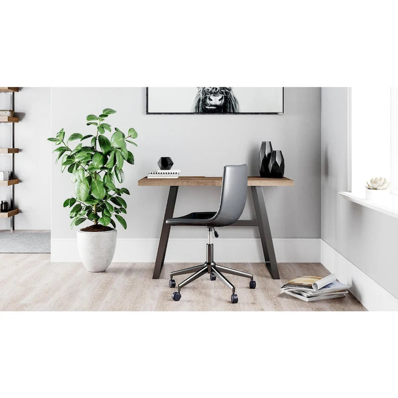 Chaise de bureau pivotante en similicuir noir avec hauteur réglable