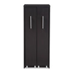 Bibliothèque en bois marron foncé avec étagère à porte coulissante