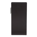 Bibliothèque en bois marron foncé avec étagère à porte coulissante