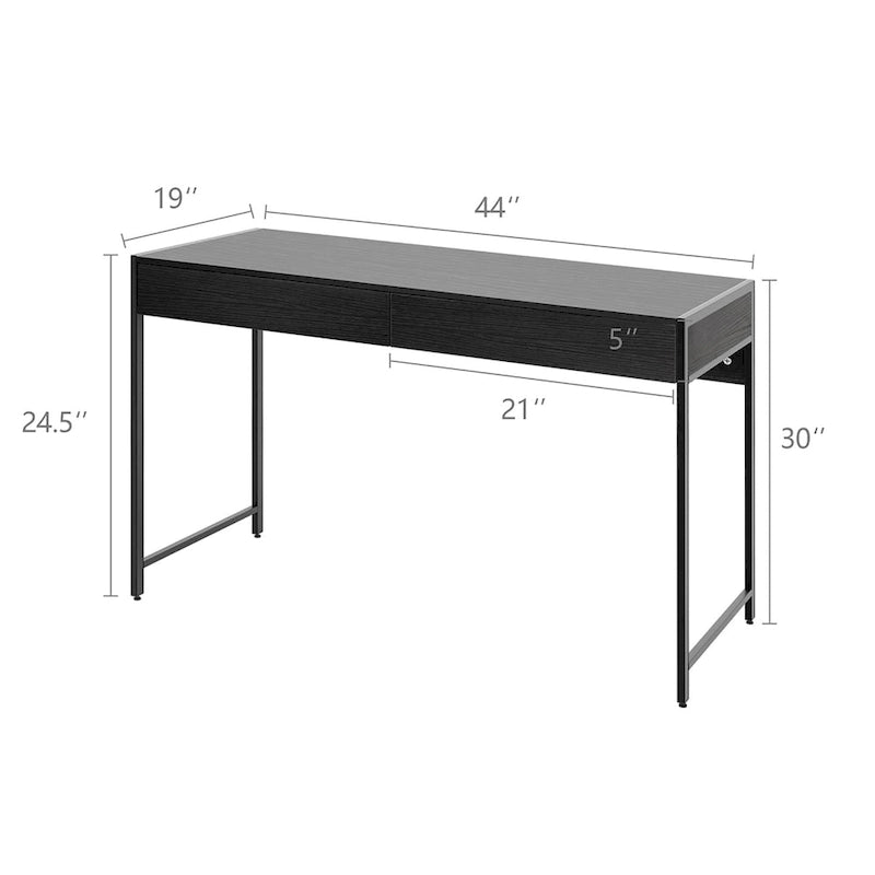 Bureau avec 2 tiroirs et structure en acier