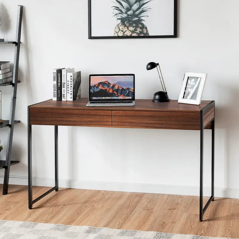 Bureau avec 2 tiroirs et structure en acier