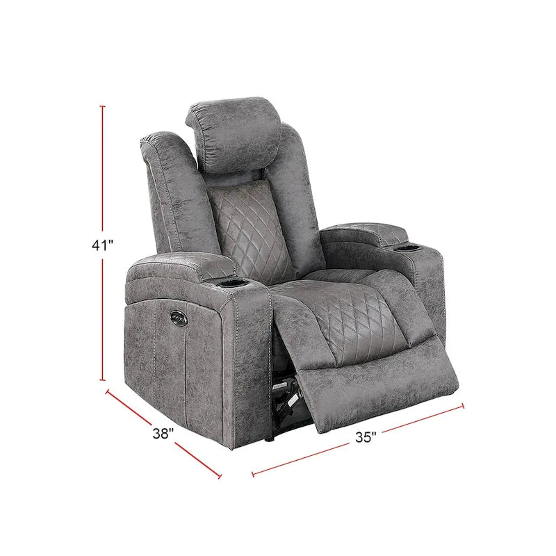 Fauteuil inclinable électrique avec porte-gobelets et chargeur USB