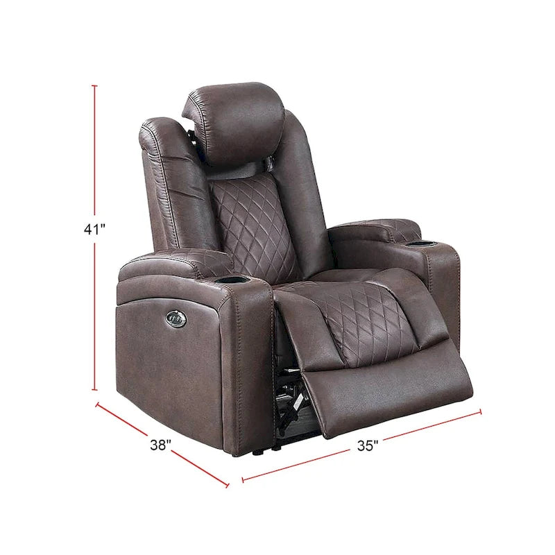 Fauteuil inclinable électrique avec porte-gobelets et chargeur USB