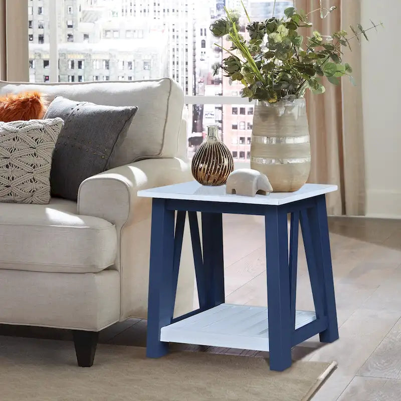 Table d'appoint en bois massif avec plateau en billot de boucher