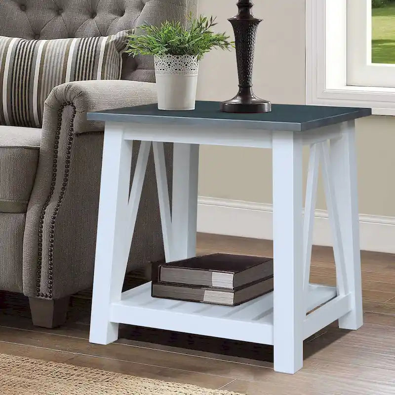 Table d'appoint en bois massif avec plateau en billot de boucher