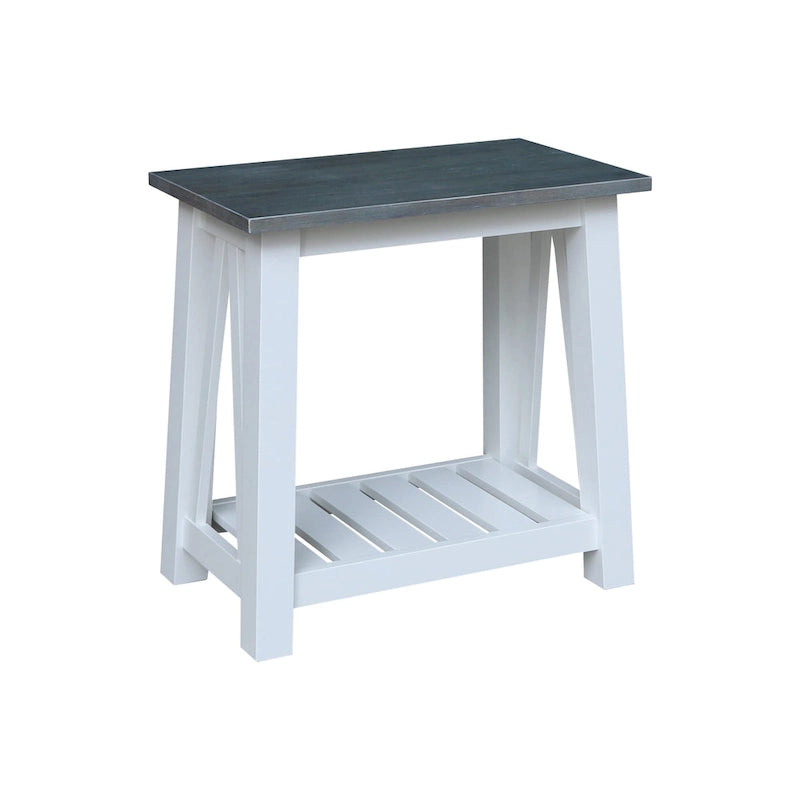 Table d'appoint en bois massif avec plateau en billot de boucher