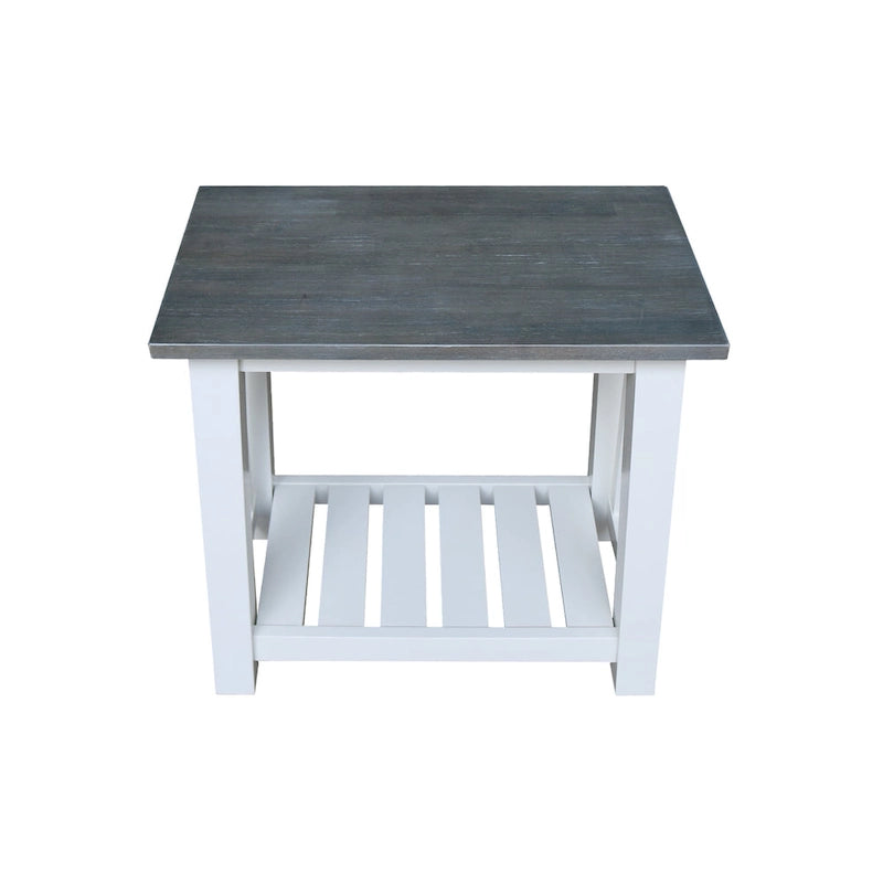 Table d'appoint en bois massif avec plateau en billot de boucher