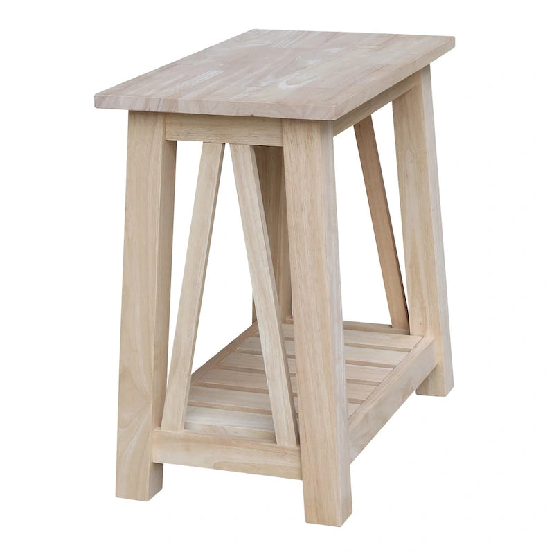 Table d'appoint en bois massif avec plateau en billot de boucher