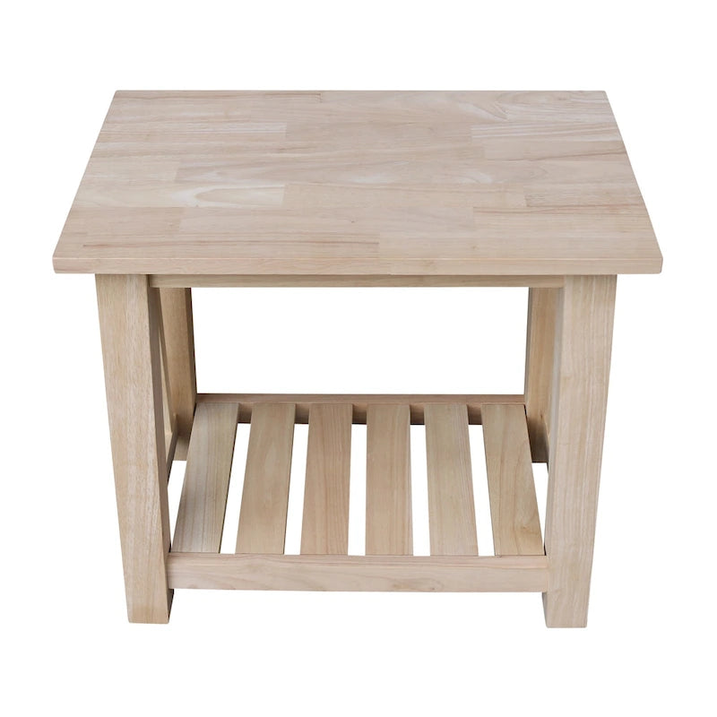 Table d'appoint en bois massif avec plateau en billot de boucher