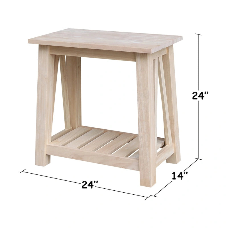 Table d'appoint en bois massif avec plateau en billot de boucher