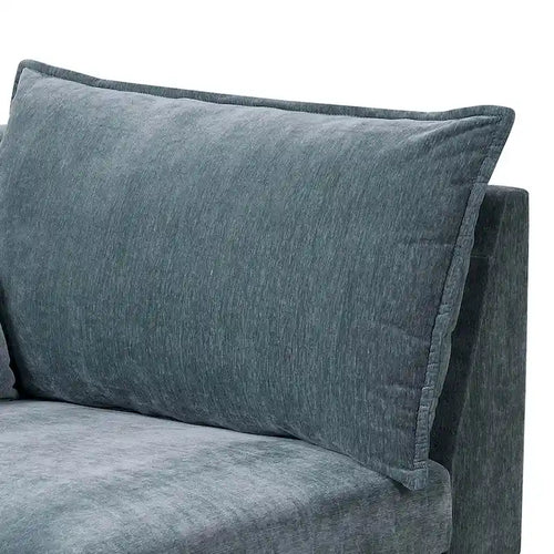 Fauteuil d'angle modulaire de 33 pouces à accoudoir simple avec 2 coussins lombaires, bleu ardoise