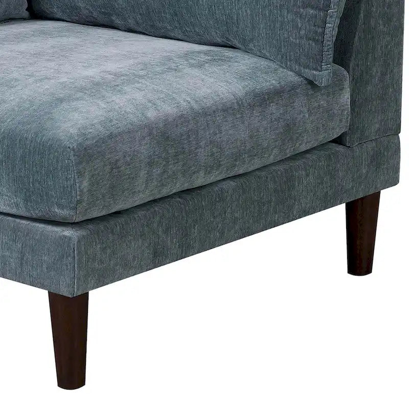 Fauteuil d'angle modulaire de 33 pouces à accoudoir simple avec 2 coussins lombaires, bleu ardoise
