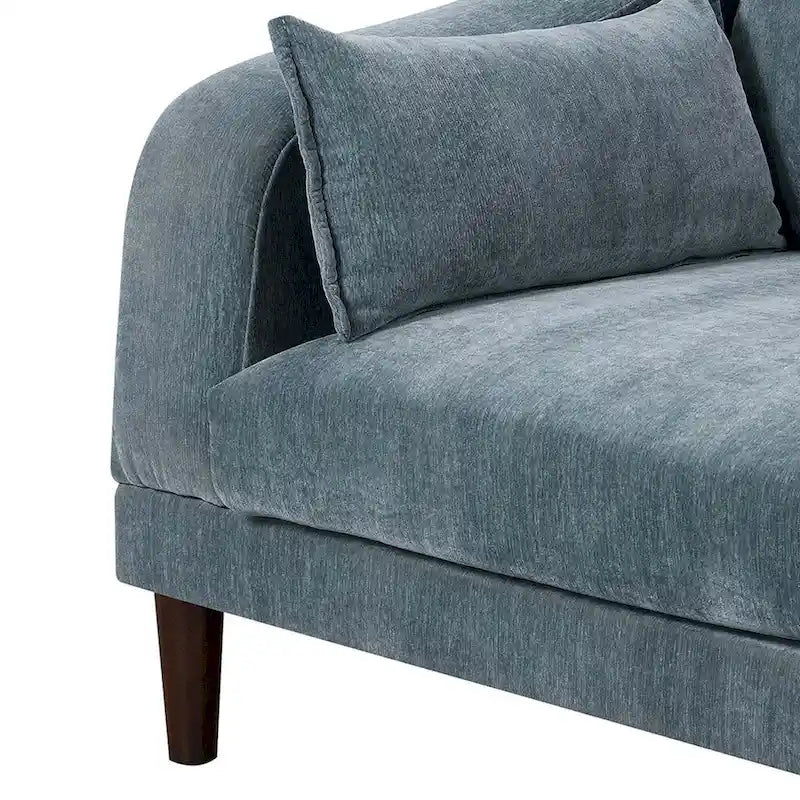 Fauteuil d'angle modulaire de 33 pouces à accoudoir simple avec 2 coussins lombaires, bleu ardoise