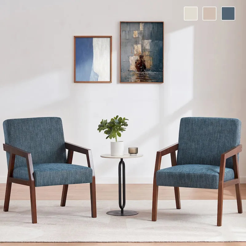 Lot de 2 fauteuils rembourrés – Style moderne du milieu du siècle pour salon