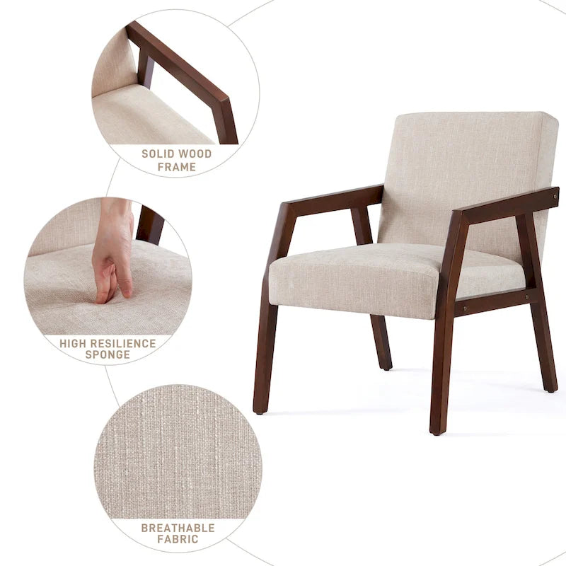 Lot de 2 fauteuils rembourrés – Style moderne du milieu du siècle pour salon