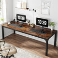 Bureau d'ordinateur à deux places de 199,9 cm avec pieds en métal – Poste de travail de style industriel (Table uniquement)