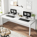 Bureau d'ordinateur à deux places de 199,9 cm avec pieds en métal – Poste de travail de style industriel (Table uniquement)
