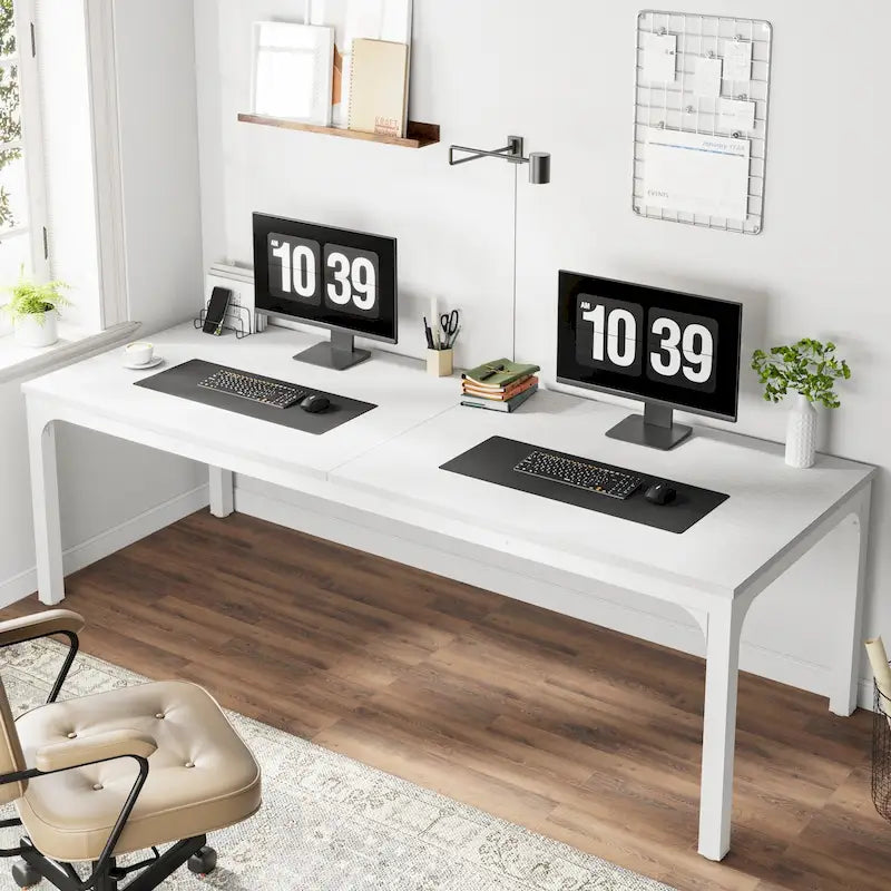 Bureau d'ordinateur à deux places de 199,9 cm avec pieds en métal – Poste de travail de style industriel (Table uniquement)
