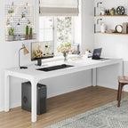 Bureau d'ordinateur à deux places de 199,9 cm avec pieds en métal – Poste de travail de style industriel (Table uniquement)
