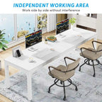Bureau d'ordinateur à deux places de 199,9 cm avec pieds en métal – Poste de travail de style industriel (Table uniquement)