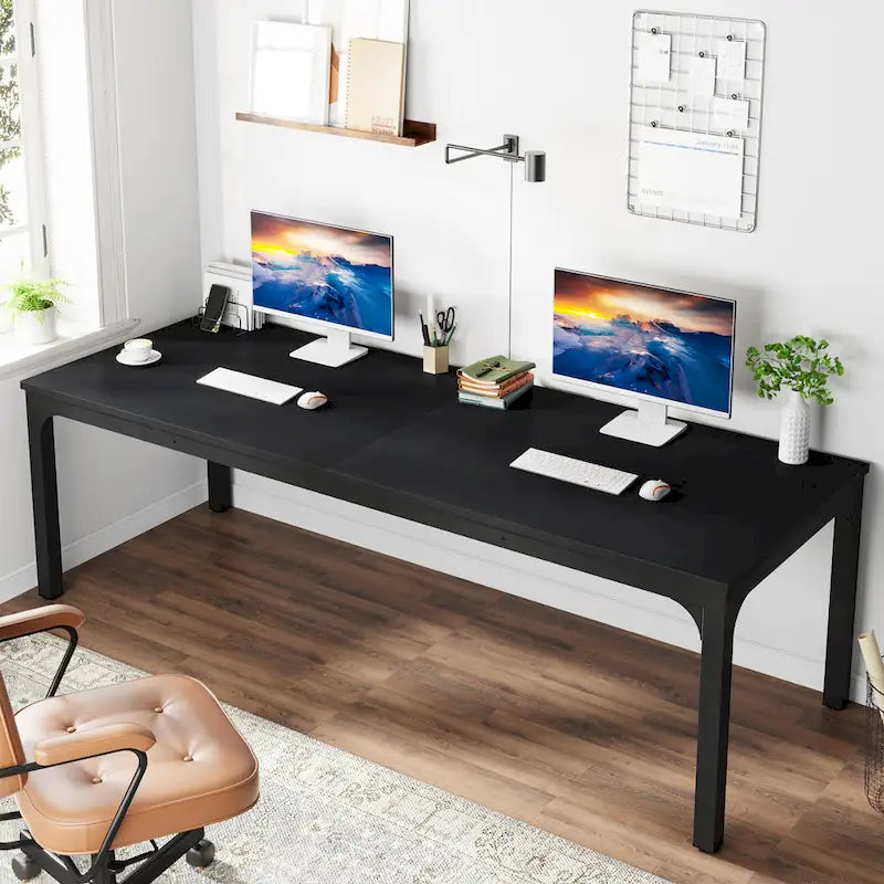 Bureau d'ordinateur à deux places de 199,9 cm avec pieds en métal – Poste de travail de style industriel (Table uniquement)