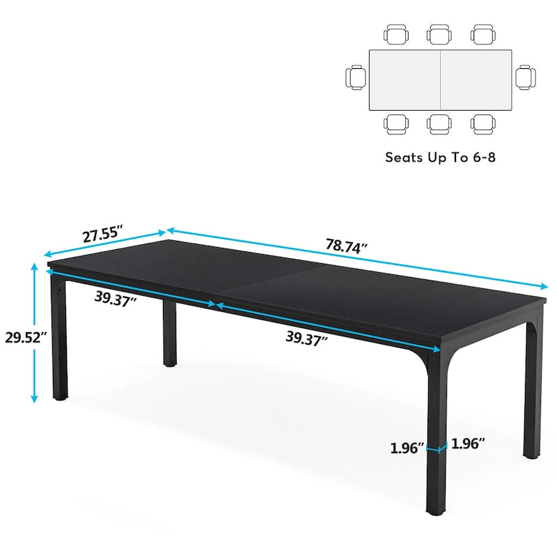 Bureau d'ordinateur à deux places de 199,9 cm avec pieds en métal – Poste de travail de style industriel (Table uniquement)