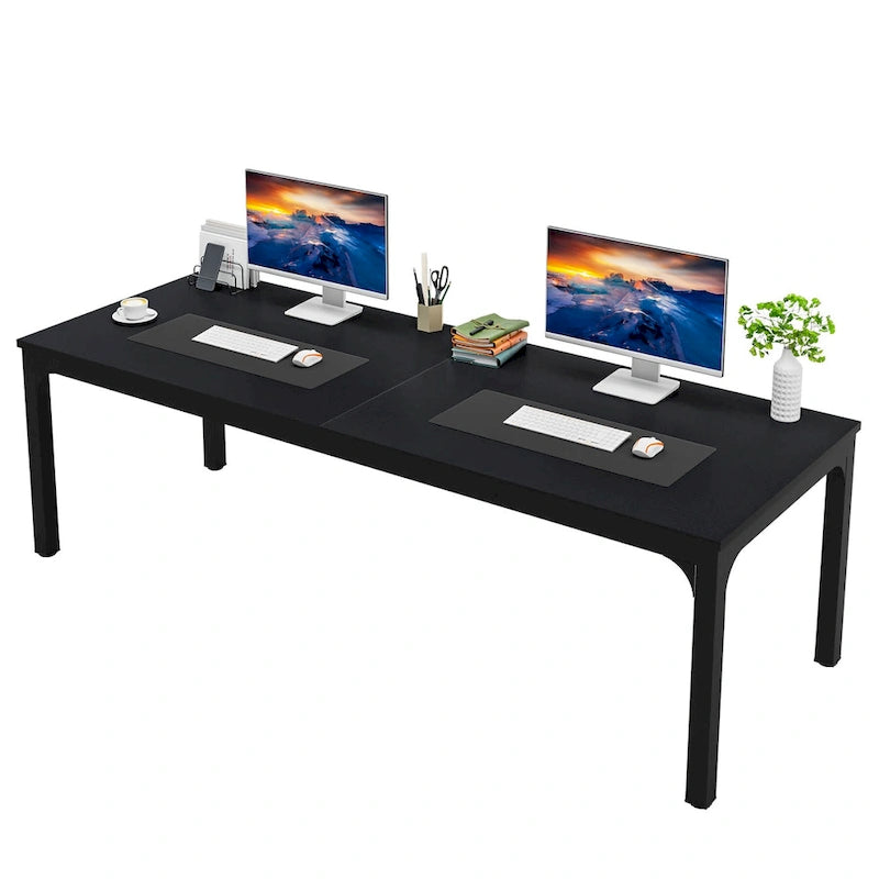 Bureau d'ordinateur à deux places de 199,9 cm avec pieds en métal – Poste de travail de style industriel (Table uniquement)