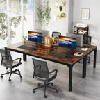 Bureau d'ordinateur à deux places de 199,9 cm avec pieds en métal – Poste de travail de style industriel (Table uniquement)