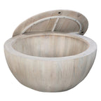 Table basse ronde de 37 pouces avec rangement, forme tambour, bois de manguier
