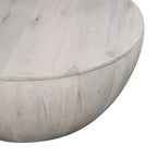 Table basse ronde de 37 pouces avec rangement, forme tambour, bois de manguier