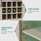 Buffet coulissant avec porte de grange, rangement pour le vin et recharge USB