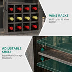 Buffet coulissant avec porte de grange, rangement pour le vin et recharge USB