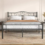Cadre de lit plateforme en métal avec tête de lit, pas besoin de sommier tapissier, Lit simple/Double/Grand lit
