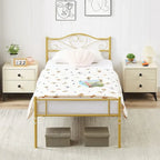 Cadre de lit plateforme en métal avec tête de lit, pas besoin de sommier tapissier, Lit simple/Double/Grand lit
