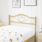 Cadre de lit plateforme en métal avec tête de lit, pas besoin de sommier tapissier, Lit simple/Double/Grand lit
