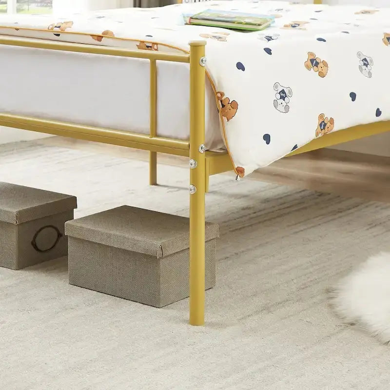 Cadre de lit plateforme en métal avec tête de lit, pas besoin de sommier tapissier, Lit simple/Double/Grand lit