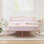 Cadre de lit plateforme en métal avec tête de lit, pas besoin de sommier tapissier, Lit simple/Double/Grand lit