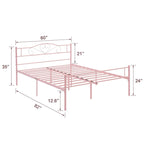 Cadre de lit plateforme en métal avec tête de lit, pas besoin de sommier tapissier, Lit simple/Double/Grand lit