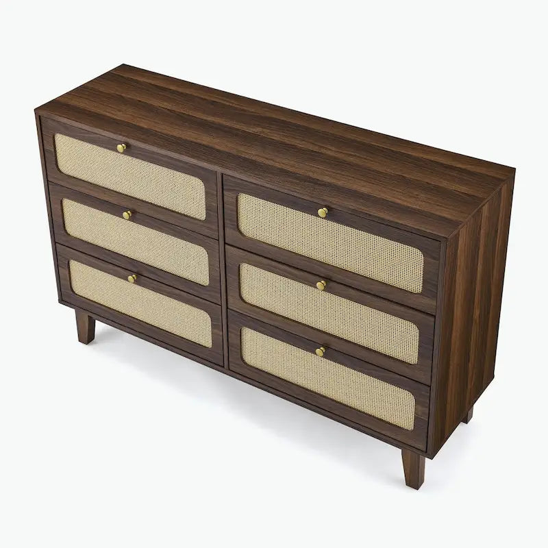 Commode 6 tiroirs avec plateau en bois