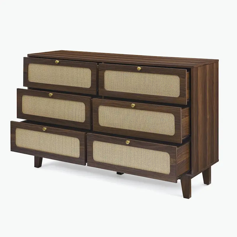 Commode 6 tiroirs avec plateau en bois